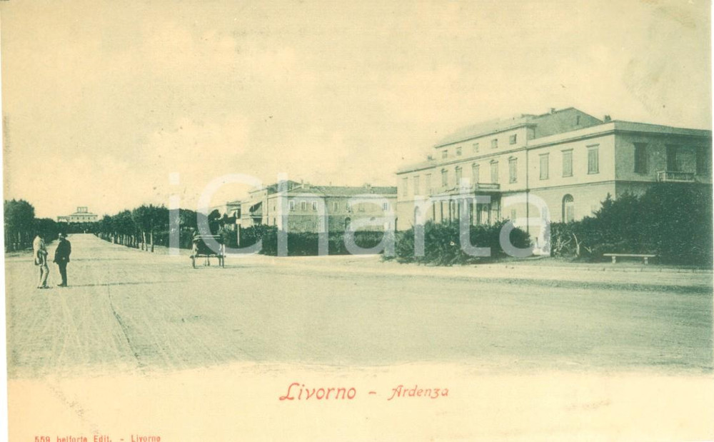 Cartolina originale da collezione 1900 ca LIVORNO Calesse nel quartiere ARDENZA *Cartolina postale FP NV 1
