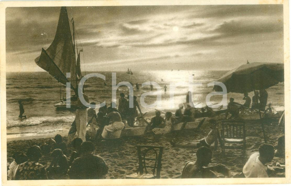 Cartolina originale da collezione 1939 BELLARIA IGEA MARINA (RN) Bagnanti sulla spiaggia *Cartolina FP VG 1