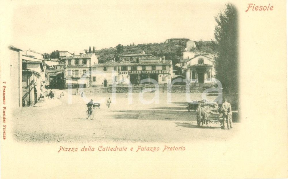 Cartolina originale da collezione 1900 FIESOLE (FI) Piazza della Cattedrale e Palazzo Pretorio *Cartolina FP NV 1