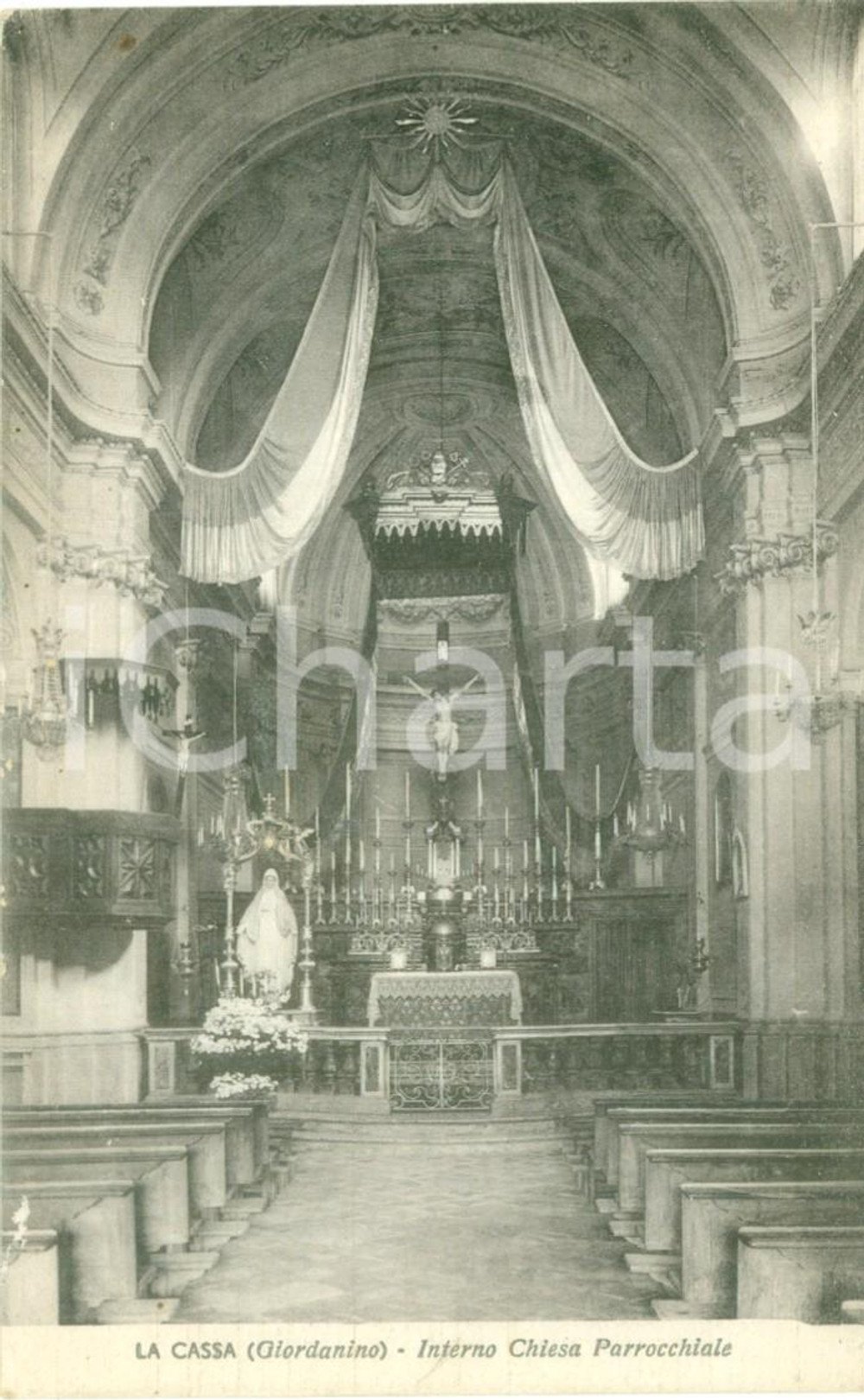 Cartolina originale da collezione 1942 LA CASSA (TO) Interno della Chiesa parrocchiale *Cartolina FP VG 1