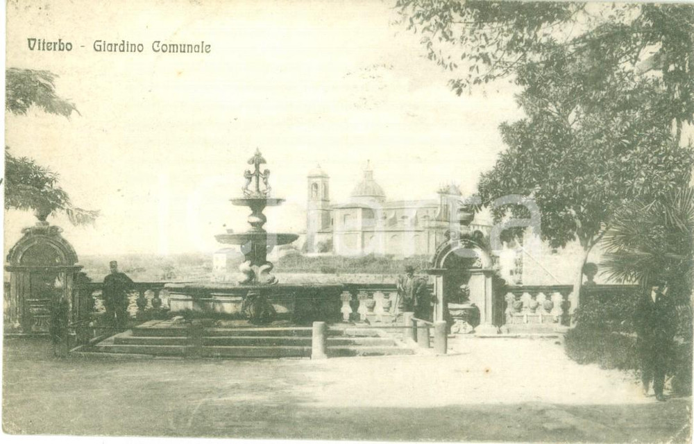 Cartolina originale da collezione 1921 VITERBO La fontana del Giardino comunale *Cartolina ANIMATA FP VG 1