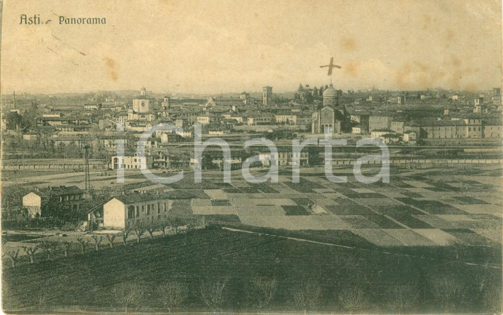 Cartolina originale da collezione 1932 ASTI Panorama generale con Cupola *Cartolina FP VG 1