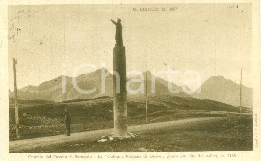 Cartolina originale da collezione 1932 PICCOLO SAN BERNARDO Colonna Romana di GIOVE *Cartolina FP VG 1