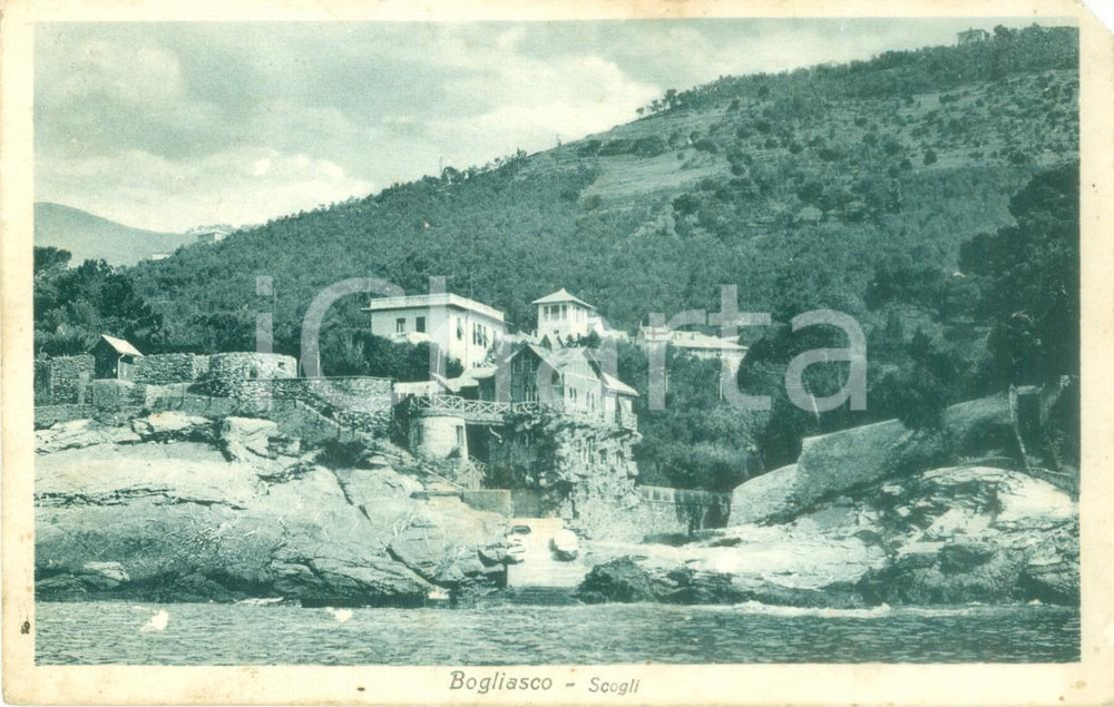 Cartolina originale da collezione 1936 BOGLIASCO (GE) Ville sugli scogli *Cartolina FP VG 1