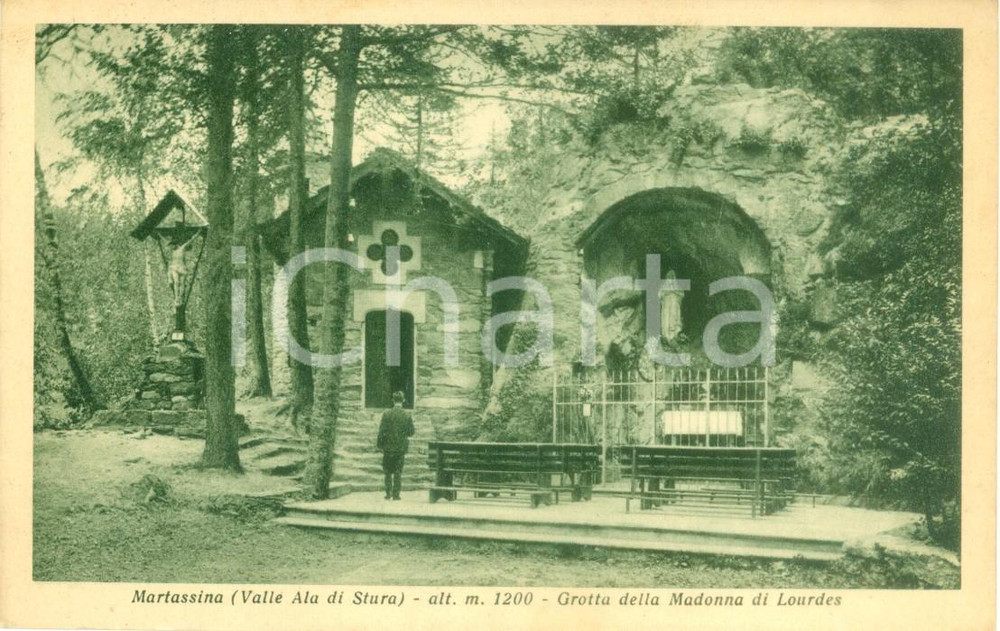 Cartolina originale da collezione 1940 ca MARTASSINA (TO) Grotta della Madonna di LOURDES *Cartolina FP VG 1