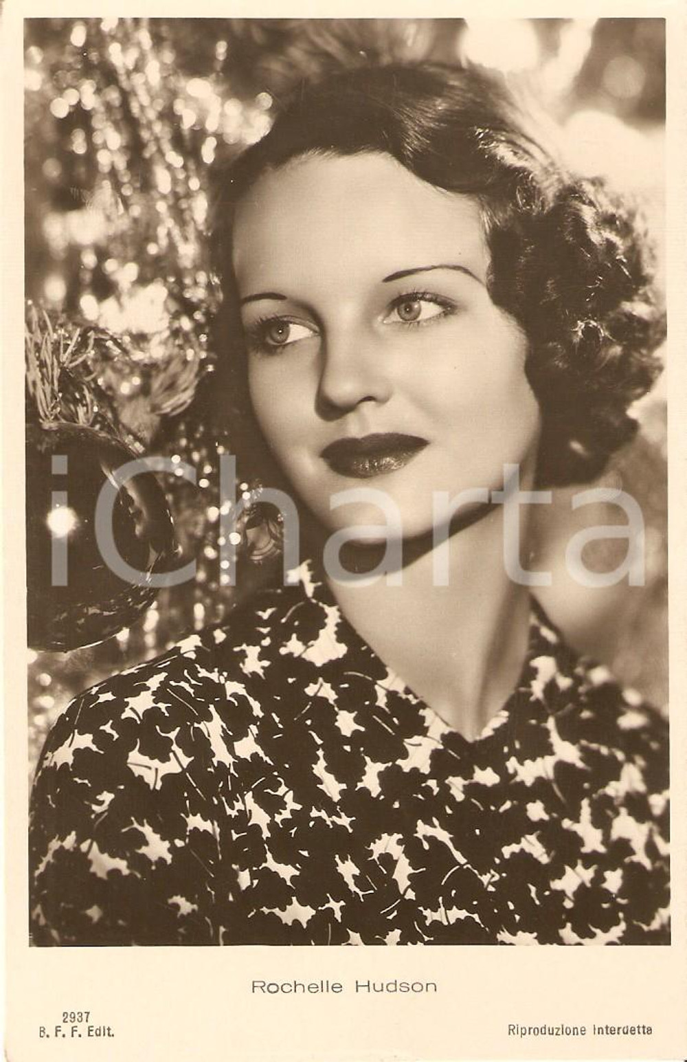Cartolina originale da collezione 1935 CINEMA Rochelle HUDSON Portrait with Christmas ornament *Cartolina FP NV 1