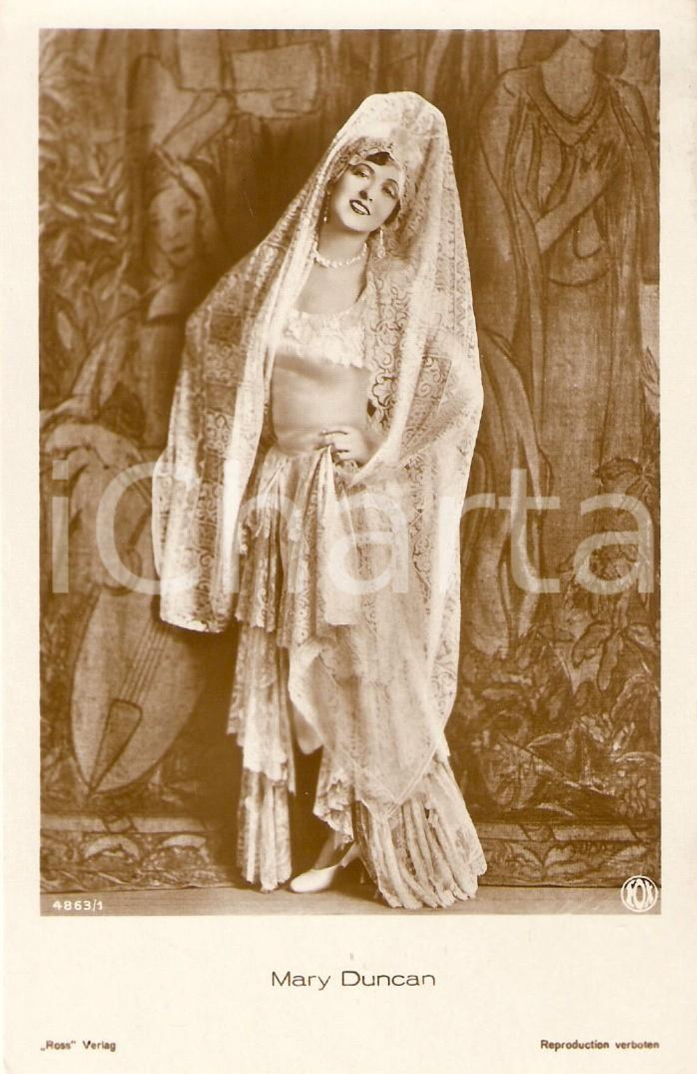 Cartolina originale da collezione 1935 ca CINEMA Attrice Mary DUNCAN in abiti orientali *Cartolina FP NV 1