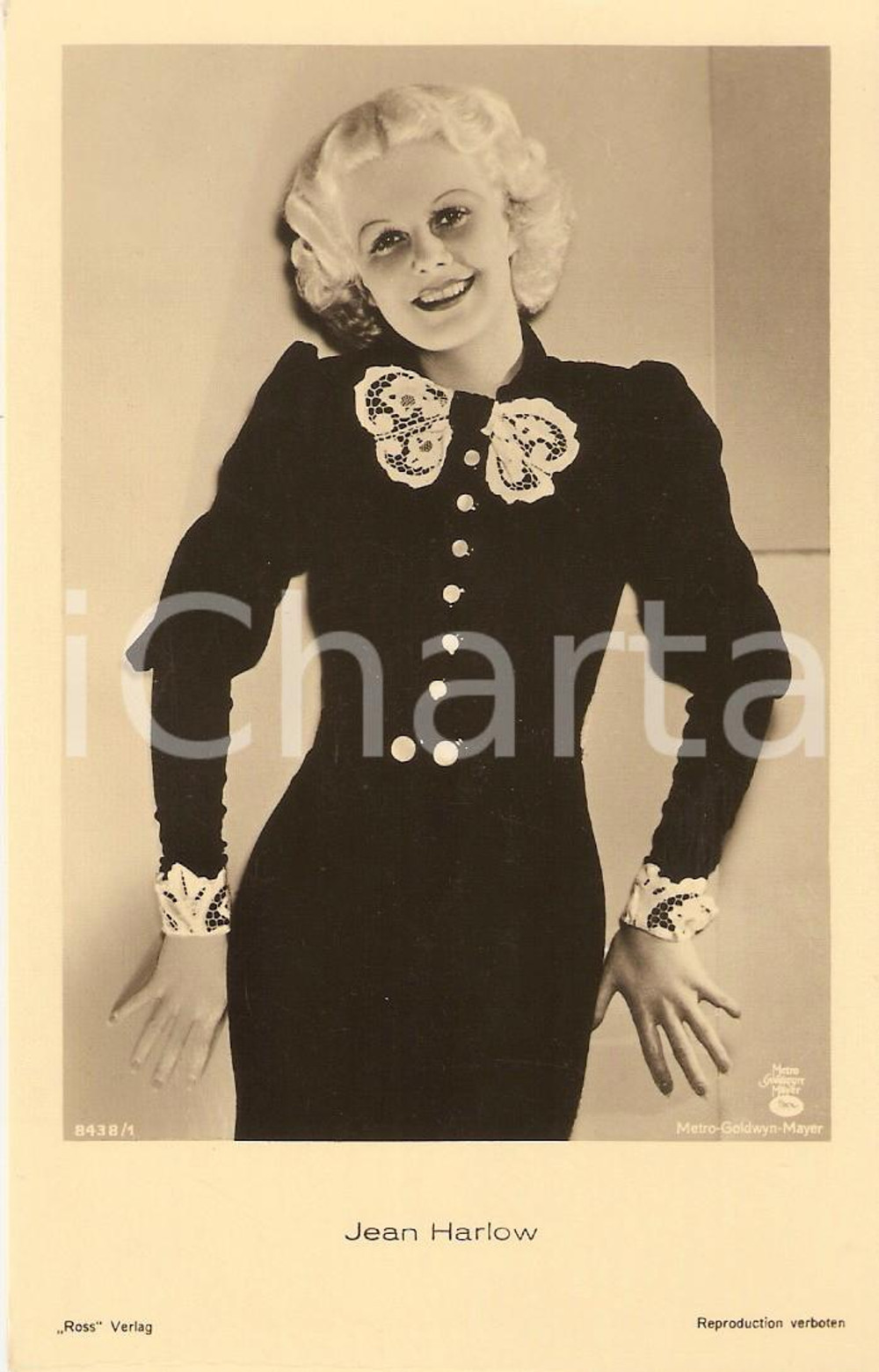 Cartolina originale da collezione 1935 ca CINEMA Ritratto dell'attrice Jean HARLOW *Cartolina FP NV 1