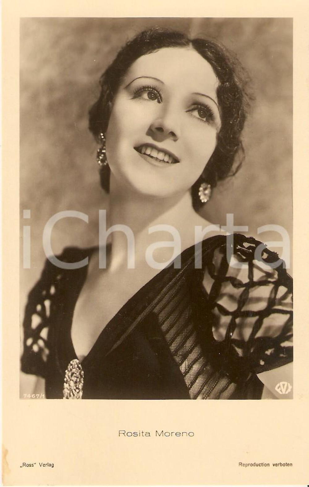 Cartolina originale da collezione 1930 ca CINEMA Actress Rosita MORENO Portrait with earrings *Cartolina FP NV 1