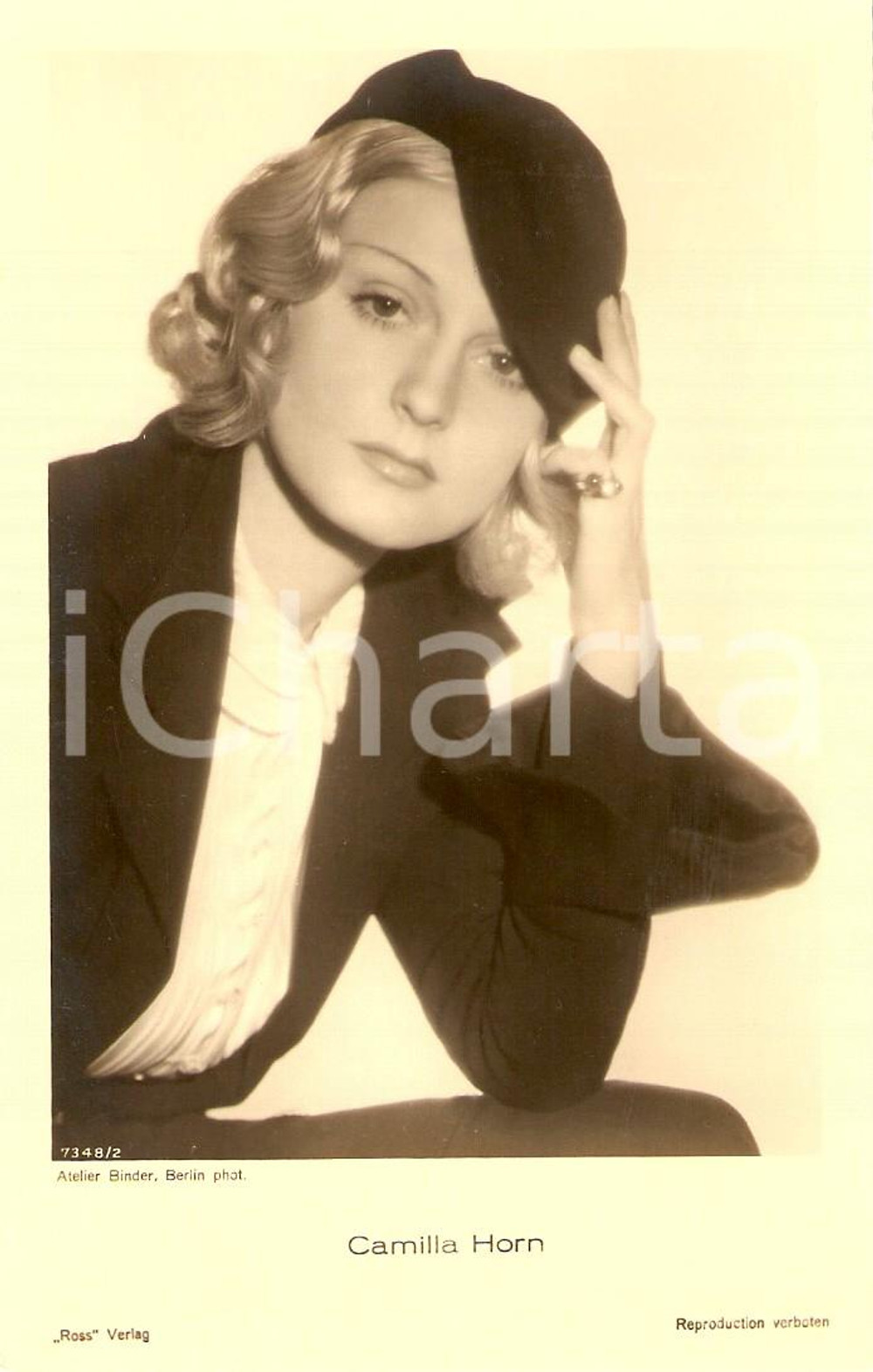 Cartolina originale da collezione 1930 ca CINEMA Actress Camilla HORN Portrait with ring *Cartolina FP NV 1