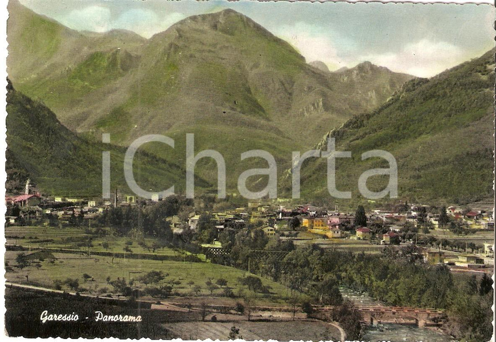 Cartolina originale da collezione 1950 ca GARESSIO CN Panorama del paese Cartolina FG NV 1