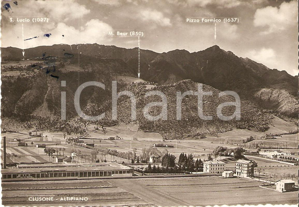 Cartolina originale da collezione 1951 CLUSONE BG Altipiano con Monte BEUR e Pizzo Formico Cartolina FG NV 1