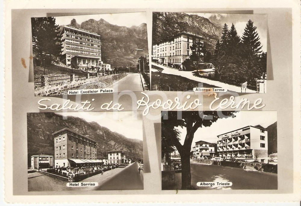 Cartolina originale da collezione 1962 BOARIO TERME (BS) Vedutine Hotel Sorriso Albergo Trieste *Cartolina FG NV 1