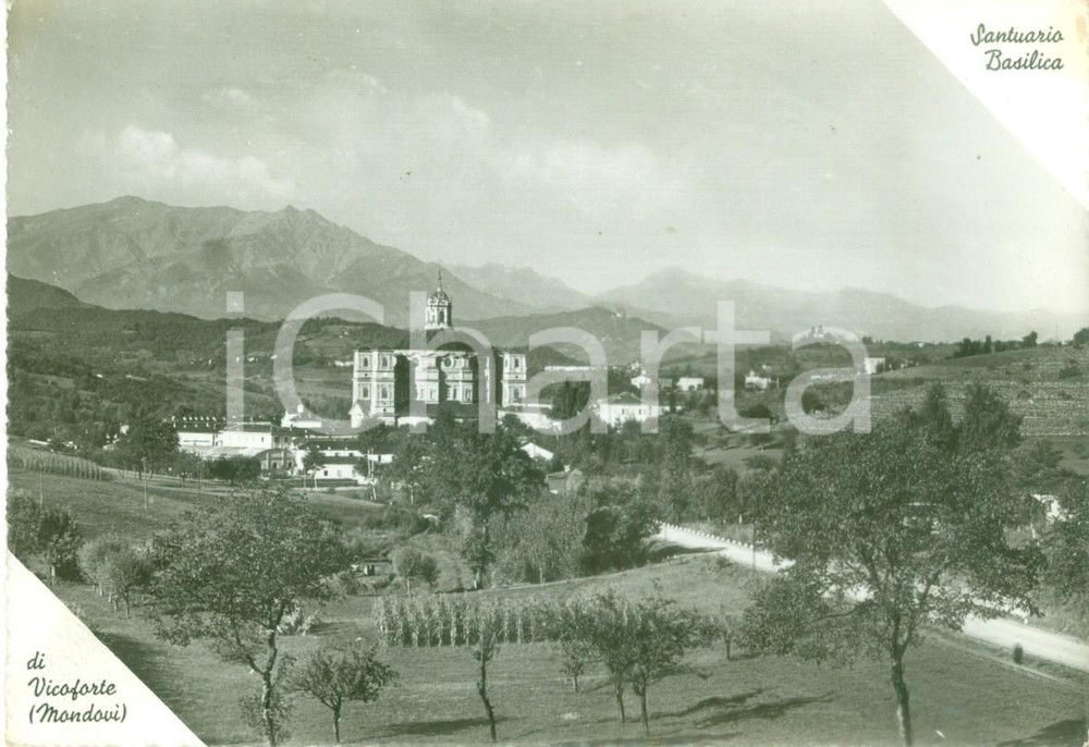 Cartolina originale da collezione 1950 ca VICOFORTE (CN) Veduta del Santuario Basilica *Cartolina FG NV 1