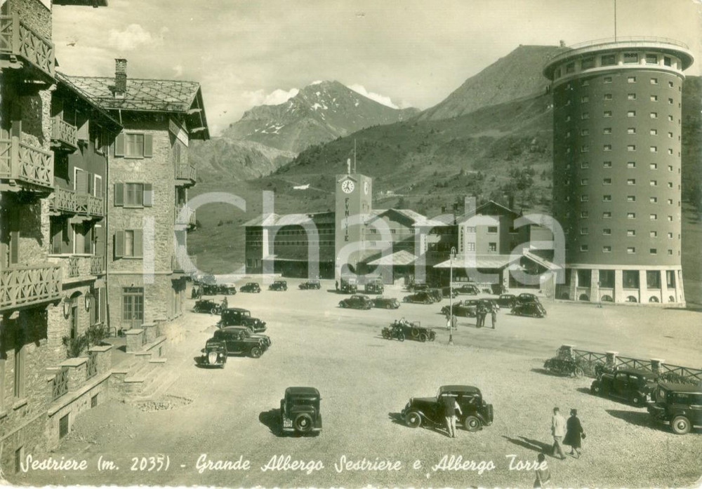 Cartolina originale da collezione 1942 SESTRIERE (TO) Grande Albergo e Albergo TORRE *Cartolina FG VG 1