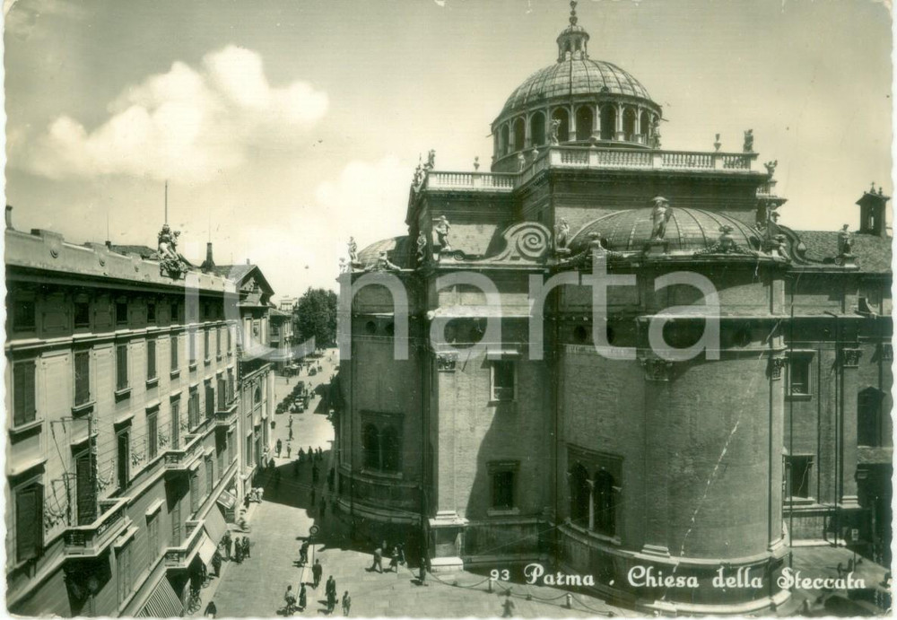 Cartolina originale da collezione 1956 PARMA Veduta della Chiesa della Steccata *Cartolina DANNEGGIATA FG VG 1