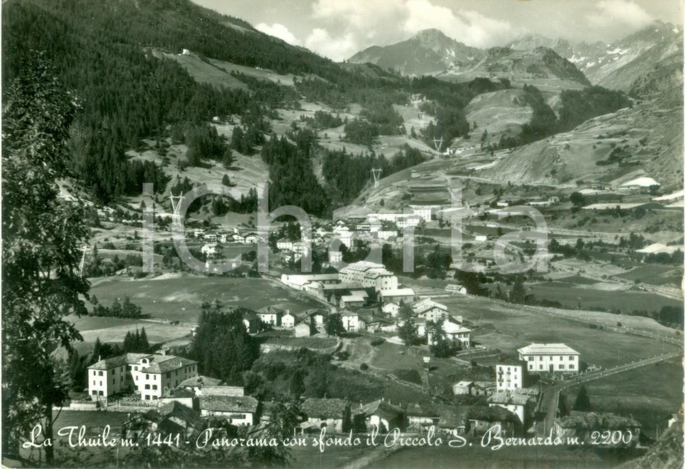 Cartolina originale da collezione 1956 LA THUILE AO Panorama e Piccolo SAN BERNARDO Cartolina FG VG 1