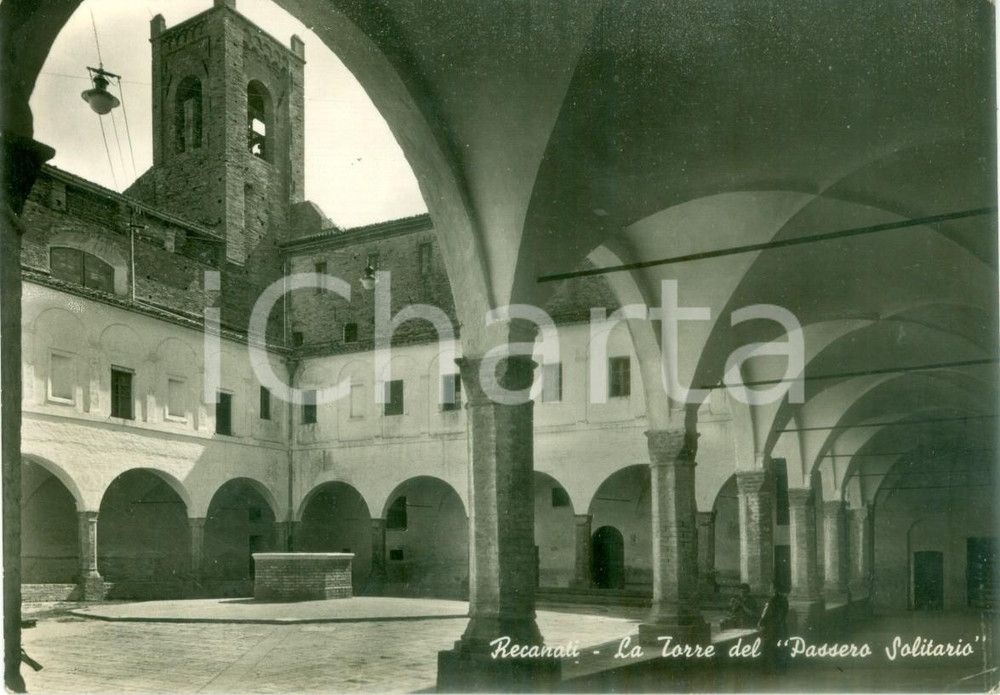 Cartolina originale da collezione 1955 RECANATI (MC) La Torre del Passero Solitario *Cartolina FG NV 1