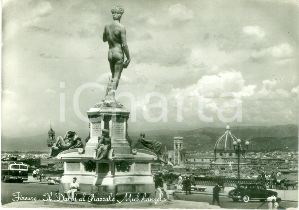 Cartolina originale da collezione 1966 FIRENZE Il David al Piazzale MICHELANGELO Cartolina FG VG 1