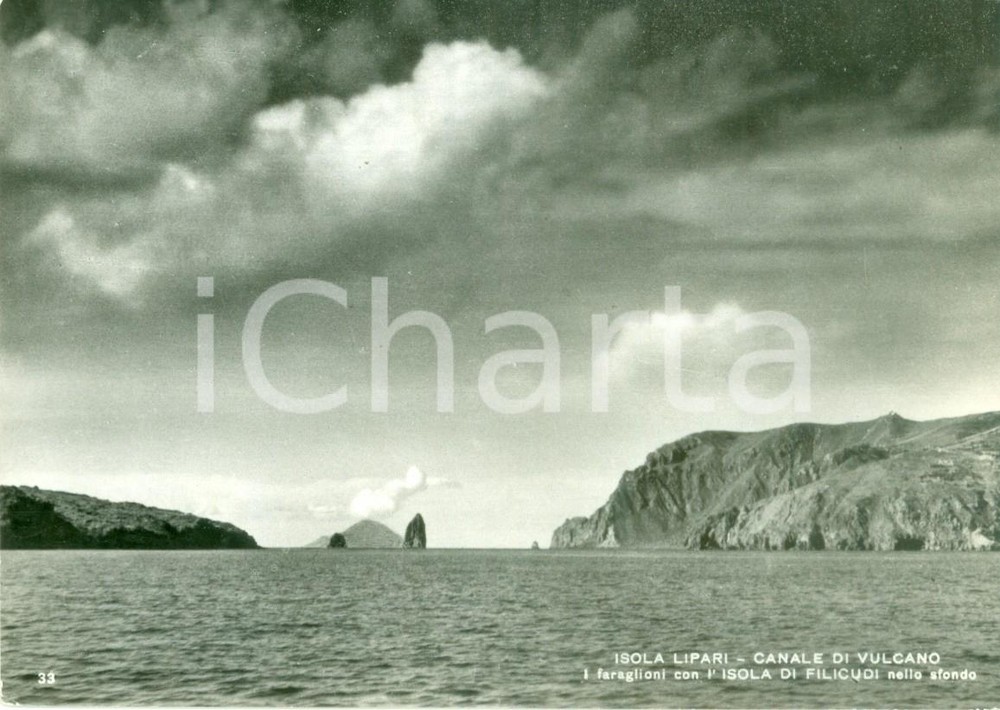 Cartolina originale da collezione 1955 ISOLA DI LIPARI Canale di VULCANO con FILICUDI Cartolina FG NV 1