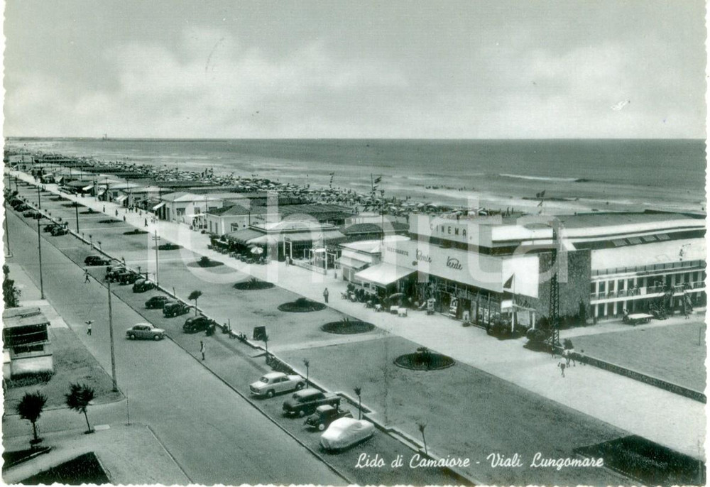 Cartolina originale da collezione 1959 LIDO DI CAMAIORE Cinema ristorante CONTE VERDE su lungomare Cartolina FG VG 1