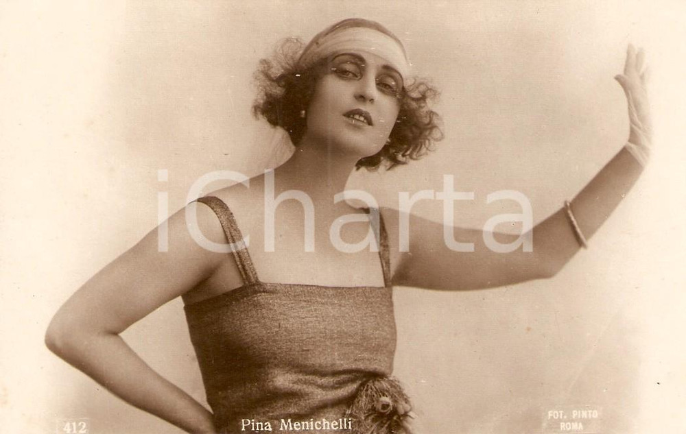 Cartolina originale da collezione 1920 ca CINEMA Pina MENICHELLI Ritratto con guanto in pizzo *Cartolina FP NV 1