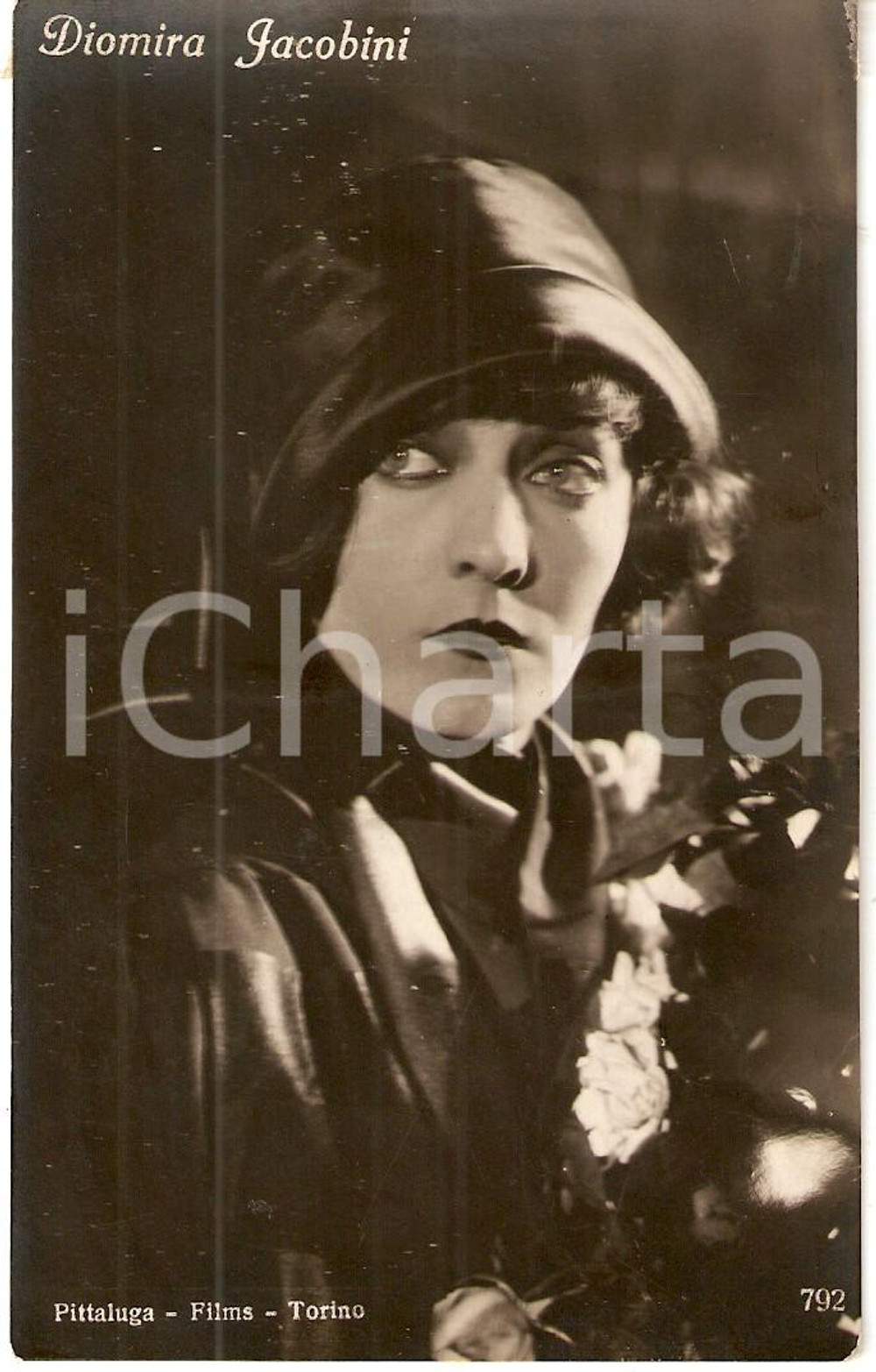 Cartolina originale da collezione 1920 ca CINEMA Ritratto Diomira JACOBINI Attrice PITTALUGA FILMS *Cartolina FP 1