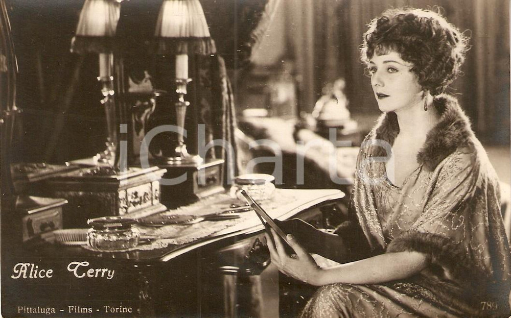 Cartolina originale da collezione 1925 ca CINEMA Alice TERRY Ritratto PITTALUGA FILMS  TORINO Cartolina FP NV 1