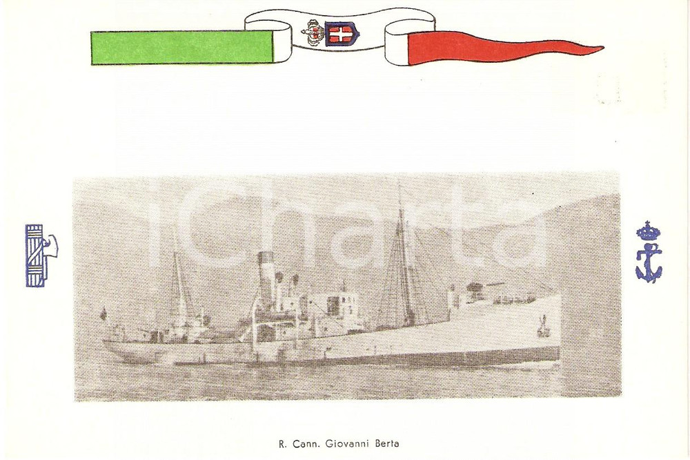 Cartolina originale da collezione 1940 ca MARINA MILITARE Regia cannoniera Giovanni BERTA Cartolina FG NV 1