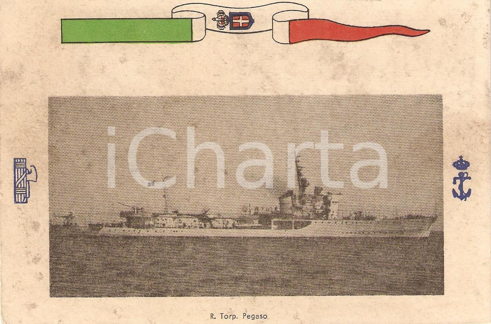 Cartolina originale da collezione 1940 ca MARINA MILITARE Regio torpediniere PEGASO Cartolina FG NV 1
