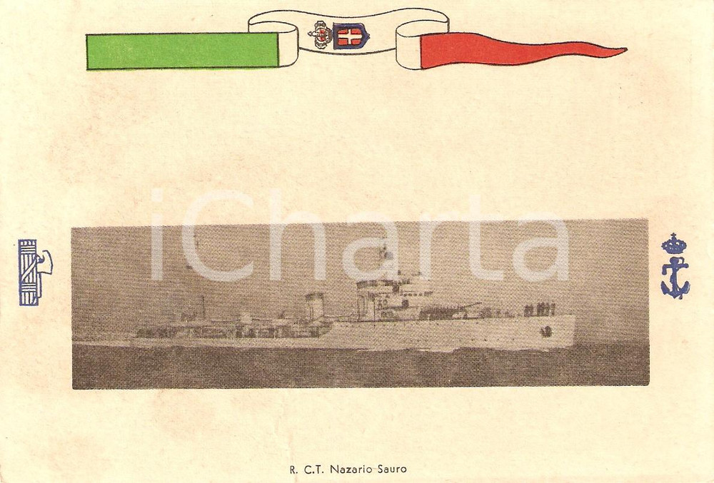 Cartolina originale da collezione 1940 ca MARINA MILITARE Regio cacciatorpediniere Nazario SAURO Cartolina 1 1