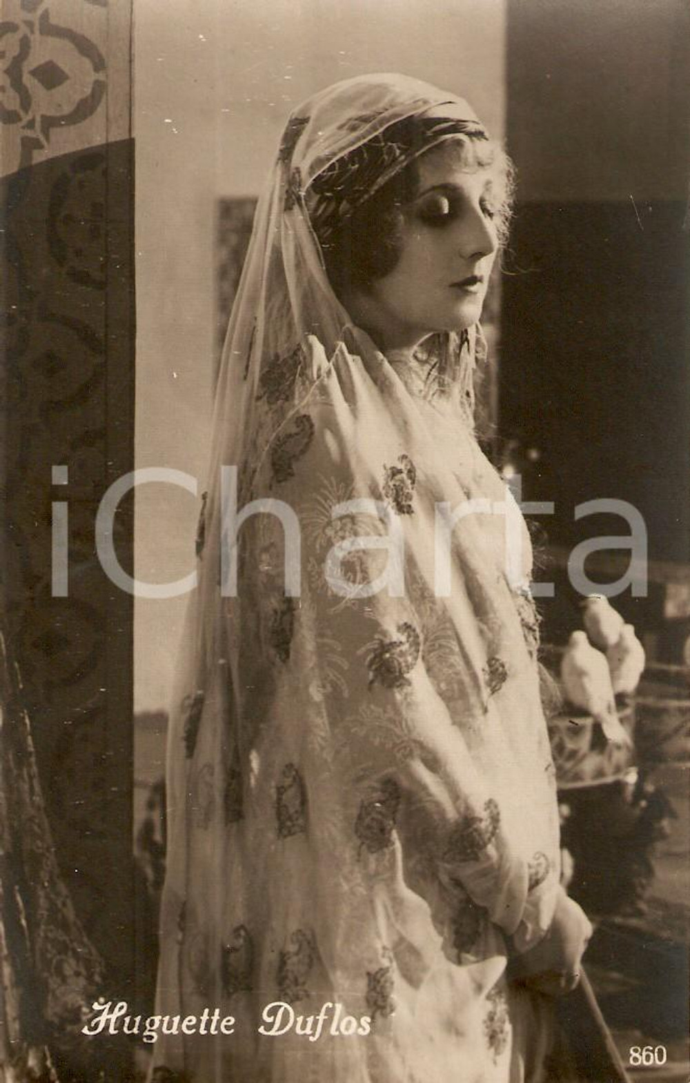 Cartolina originale da collezione 1925 ca CINEMA Huguette DUFLOS Actress Portrait *Cartolina FP NV 1