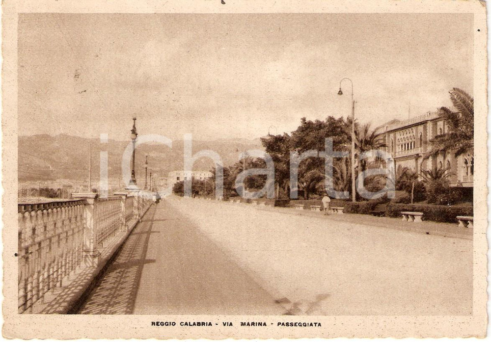 Cartolina originale da collezione 1942 REGGIO CALABRIA Passeggiata di VIA MARINA Lungomare Cartolina FG VG 1