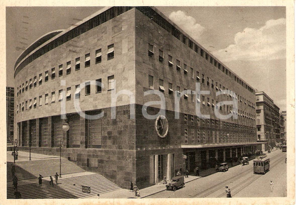 Cartolina originale da collezione 1939 NAPOLI Palazzo delle REGIE POSTE Passaggio di un tram Cartolina ANIMATA 1