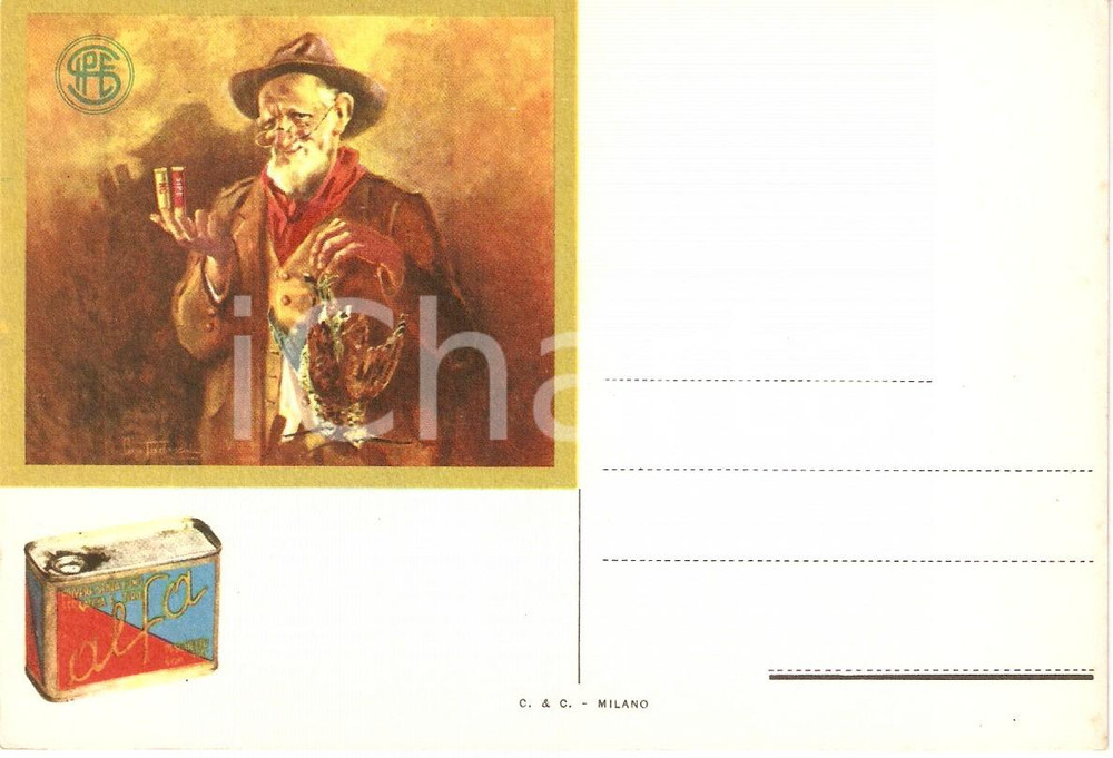 Cartolina originale da collezione 1960 ca MILANO  SIPE Polvere da sparo ALFA Illustrata Cartolina pubblicitaria 1
