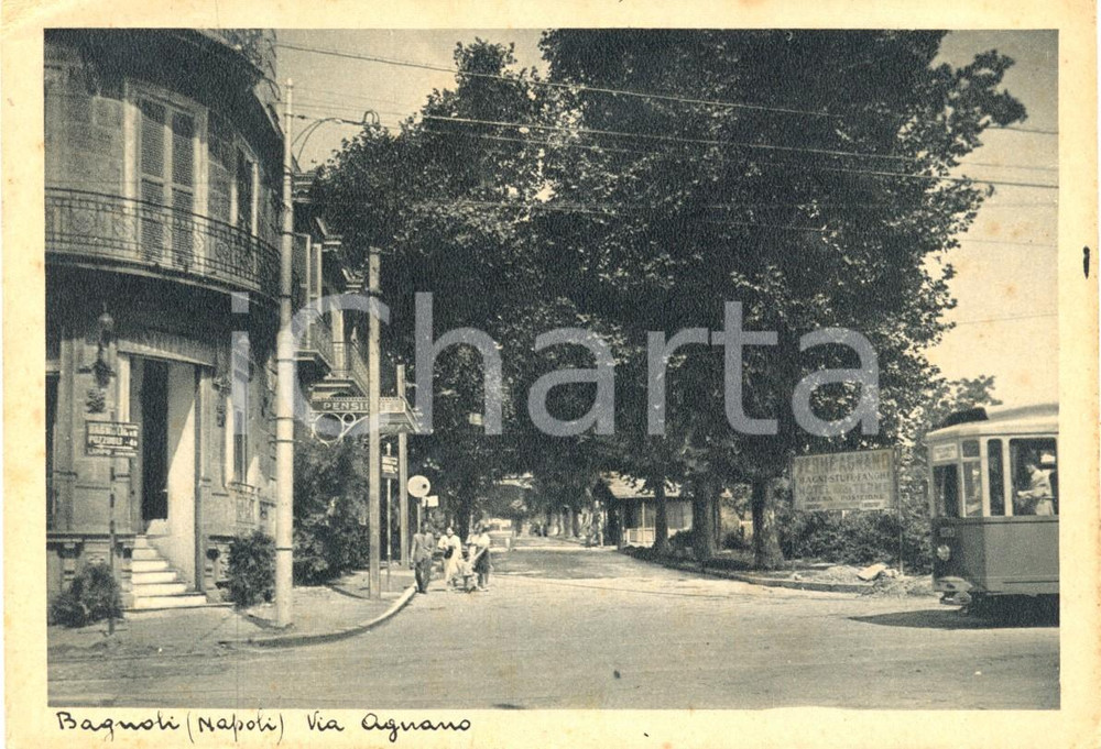 Cartolina originale da collezione 1935 ca NAPOLI Pensione ristorante via AGNANO a BAGNOLI Cartolina ANIMATA FG NV 1
