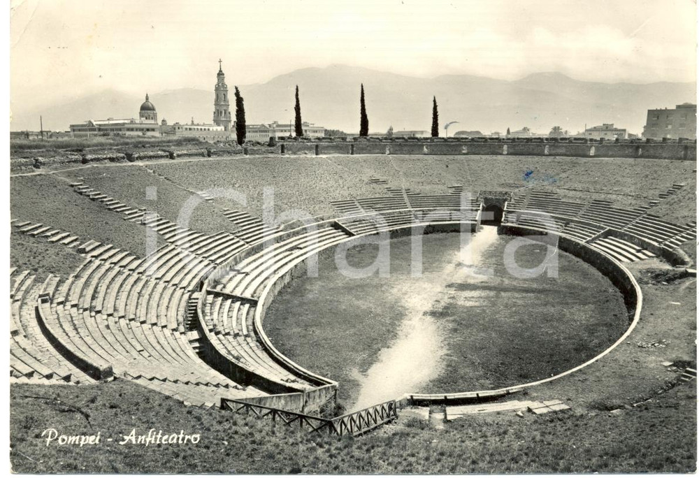 Cartolina originale da collezione 1957 POMPEI NA L ANFITEATRO romano negli scavi archeologici Cartolina FG VG 1
