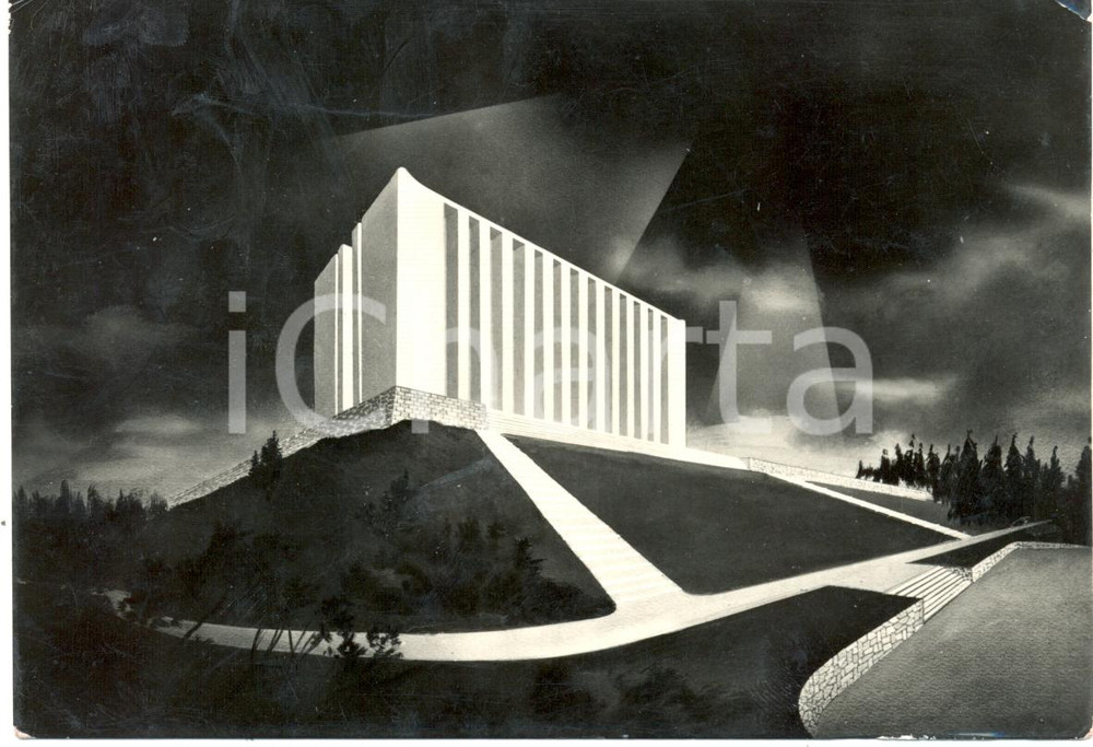 Cartolina originale da collezione 1953 MEDEA (GO) Monumento ARA PACIS MUNDI rendering *Cartolina FG VG 1