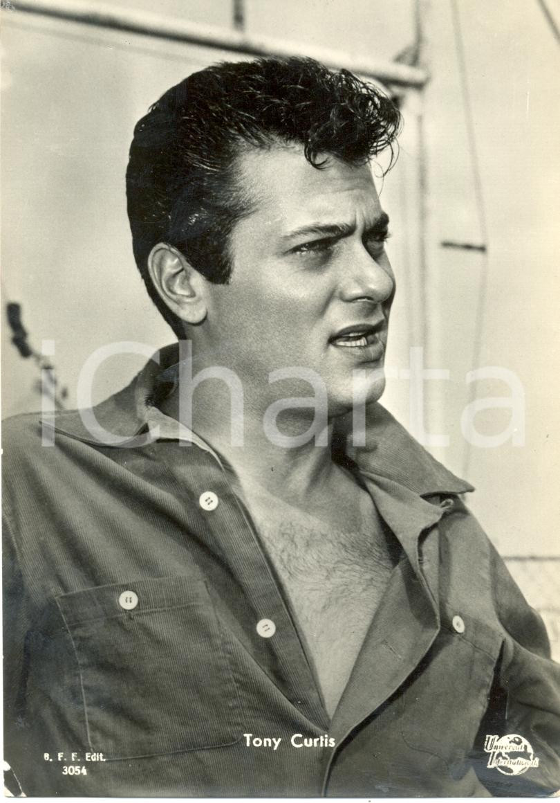 Cartolina originale da collezione 1955 ca CINEMA Tony CURTIS Ritratto fotografico Cartolina UNIVERSAL FG NV 1