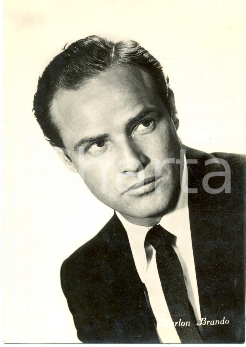 Cartolina originale da collezione 1955 ca CINEMA Marlon BRANDO Ritratto fotografico Cartolina FG NV 1