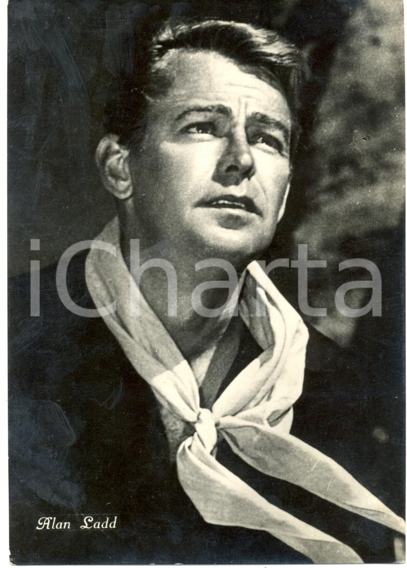 Cartolina originale da collezione 1955 ca CINEMA Attore Alan LADD Ritratto fotografico Cartolina FG NV 1