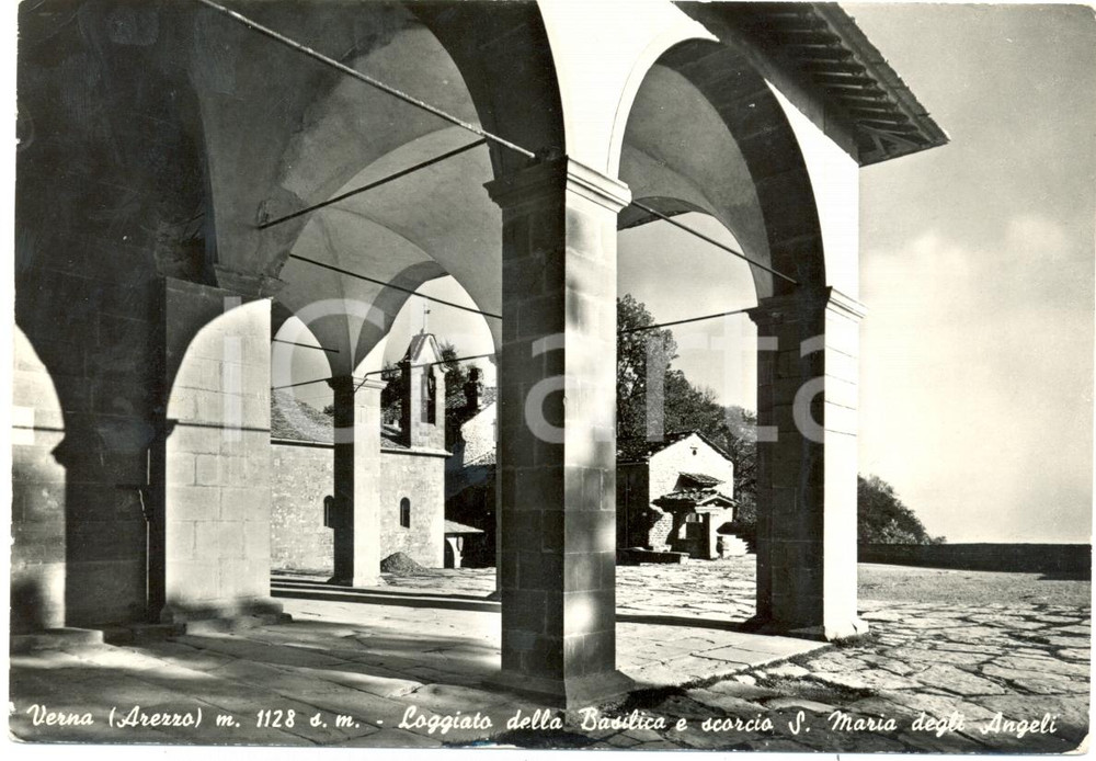 Cartolina originale da collezione 1969 CHIUSI DELLA VERNA Scorcio SANTA MARIA ANGELI e loggiato Cartolina FG VG 1