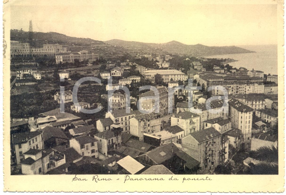 Cartolina originale da collezione 1937 SANREMO (IM) Veduta panoramica da PONENTE *Cartolina FG VG 1