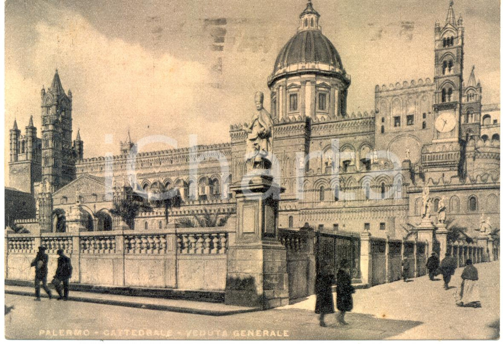 Cartolina originale da collezione 1941 PALERMO Veduta di lato della CATTEDRALE *Cartolina ANIMATA FG VG 1