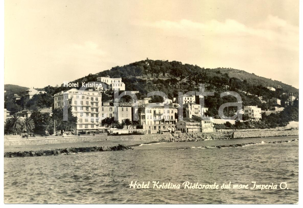 Cartolina originale da collezione 1962 IMPERIA Veduta dal mare dell Hotel KRISTINA Cartolina FG VG 1