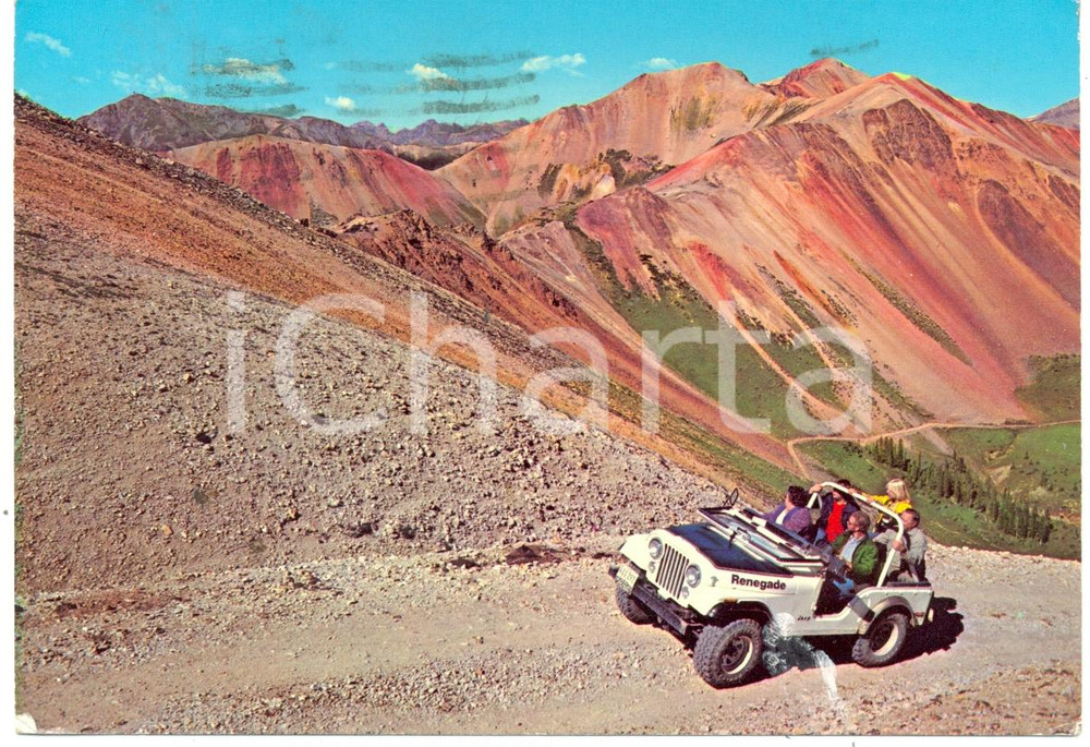 Cartolina originale da collezione 1981 DURANGO USA Jeep RENEGADE presso RED MOUNTAINS FG VG ANIMATA VINTAGE 1