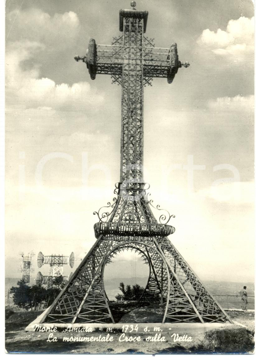 Cartolina originale da collezione 1961 MONTE AMIATA GR La monumentale CROCE sulla cima Cartolina FG VG 1