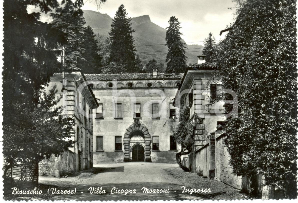 Cartolina originale da collezione 1955 ca BISUSCHIO (VA) Ingresso Villa CICOGNA MOZZONI *Cartolina FG NV 1