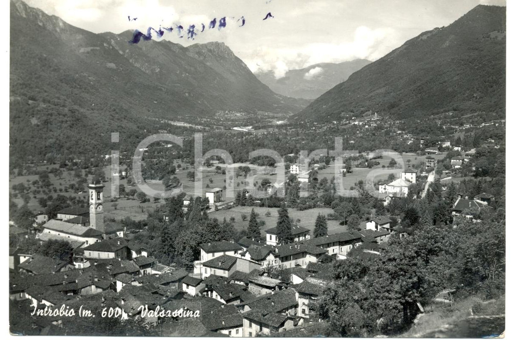 Cartolina originale da collezione 1954 INTROBIO LC Veduta aerea panoramica paese VALSASSINA Cartolina FG VG 1