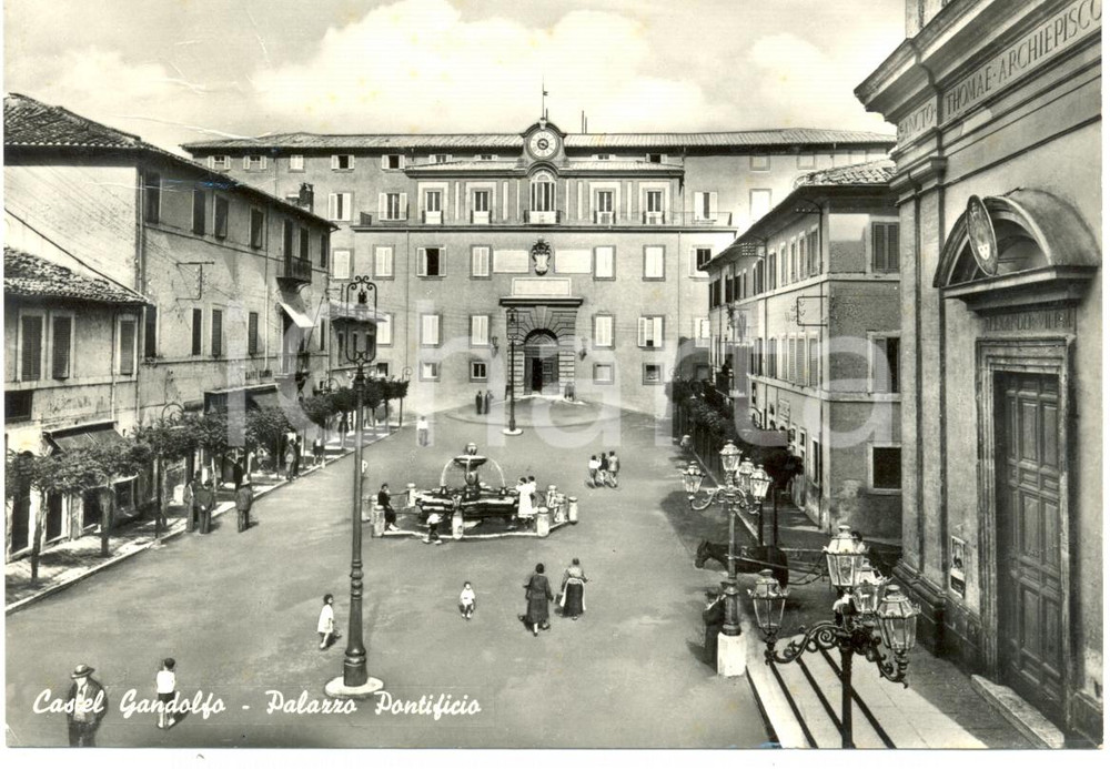 Cartolina originale da collezione 1959 CASTEL GANDOLFO RM Palazzo PONTIFICIO fronte Cartolina ANIMATA FG VG 1